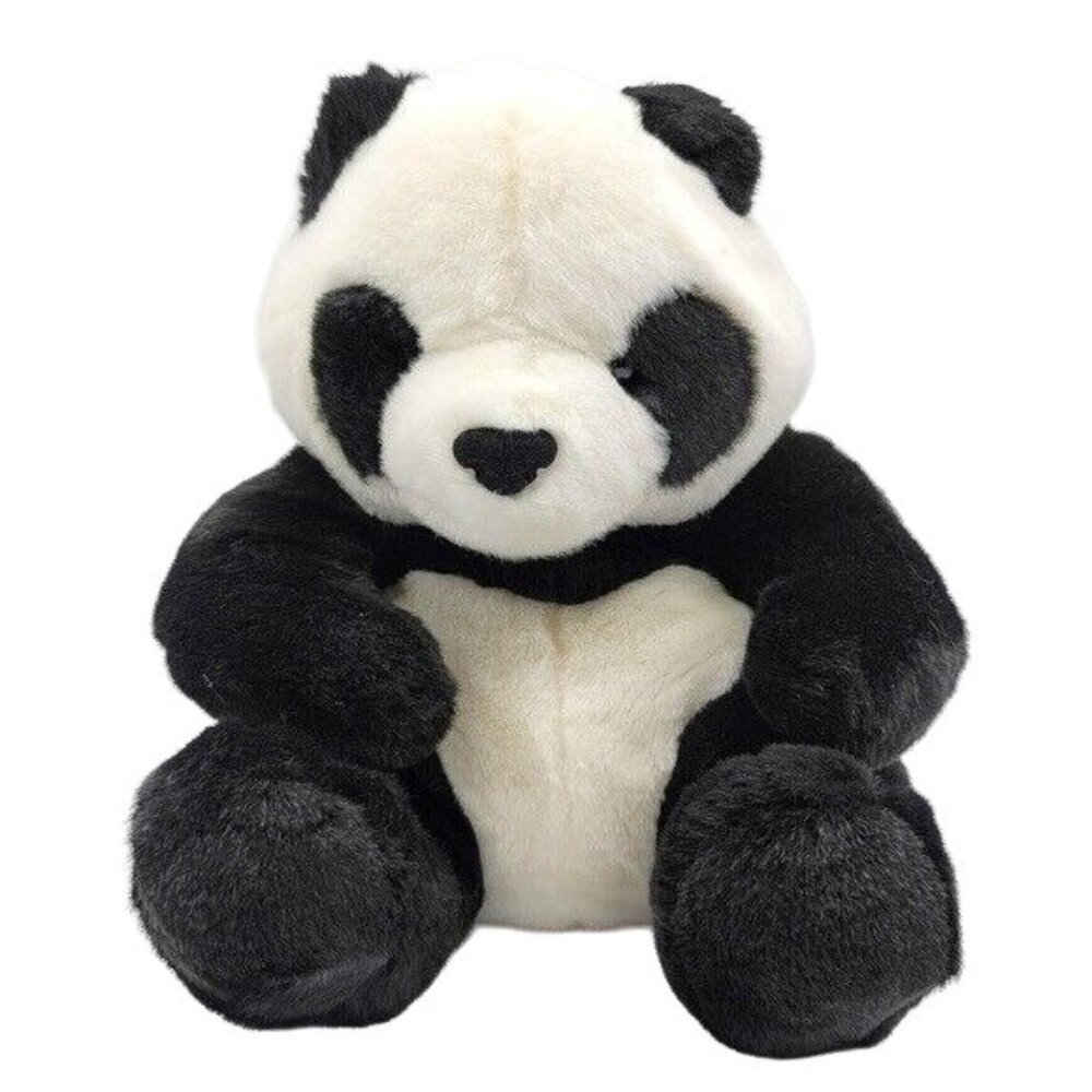 Aurora Realistic Panda Bear Plush Black White 12.5" Sitting Stuffed A&A VTG
